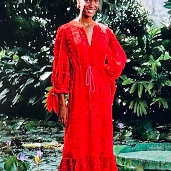 Farm Rio red morada boa guipure maxi dress in Size S - Picture 12 of 14